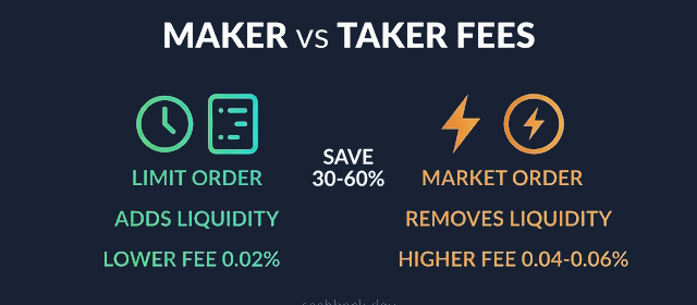 Maker vs taker fees comparison — how limit orders save money on crypto trades