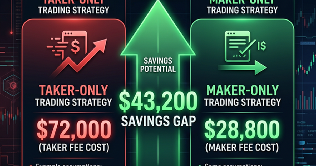 Annual fee savings comparison between maker-only and taker-only trading strategies